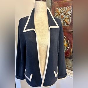 Talbots Blue& White trim cardigan